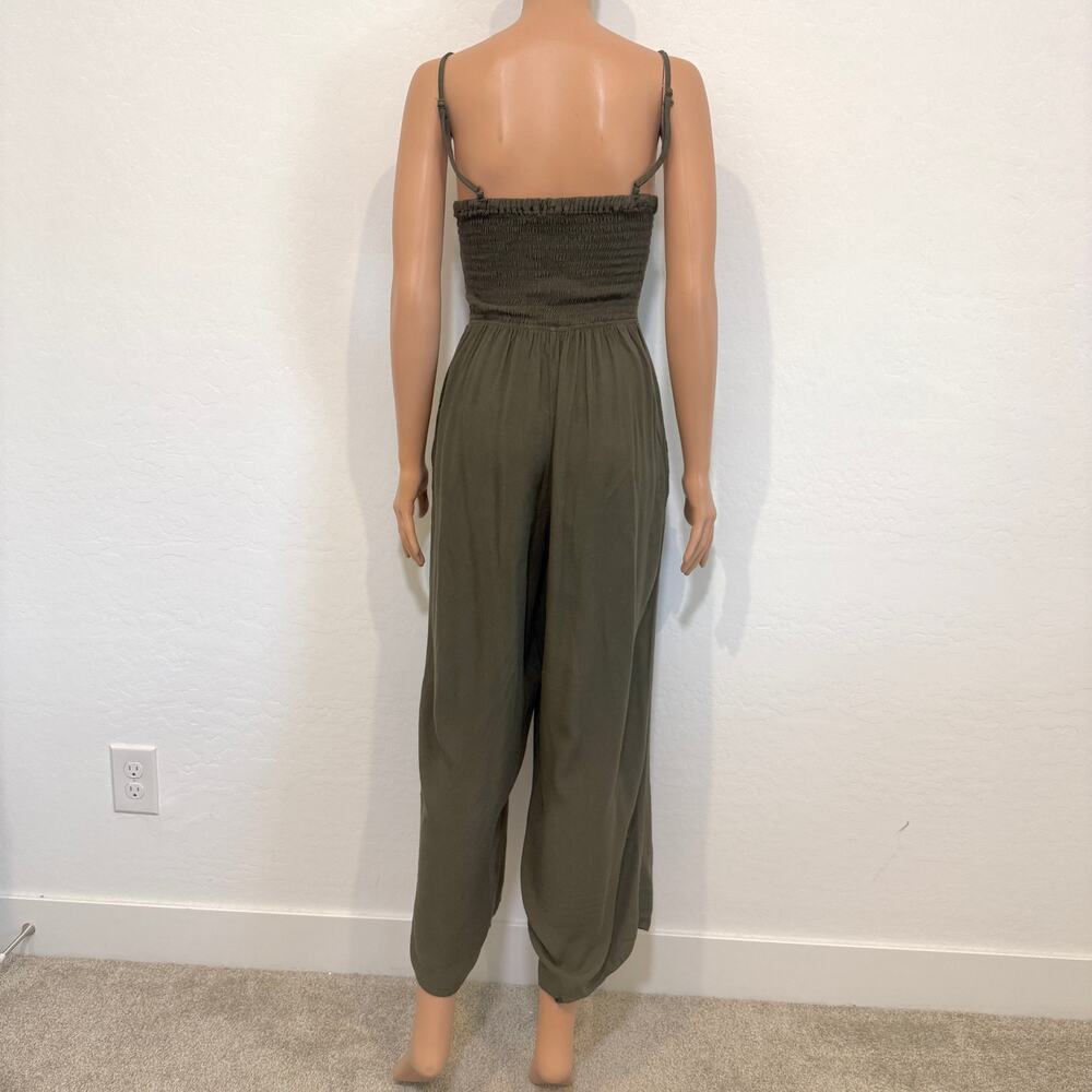 Mimi Chica large smocked cropped wide leg jumpsuit pant pockets P 3098 - Picture 9 of 11